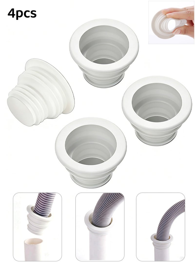 4 قطع من سدادات التصريف السيليكون العالمية - خالية من الرائحة، متينة، سهلة التركيب للمطبخ والحمام والغسيل، سدادة إغلاق مضادة للرائحة، سدادة سدادة من السيليكون، أنبوب تصريف للغسالة - Image 1